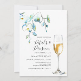 Blue Petals and Prosecco Bridal Shower Invitations