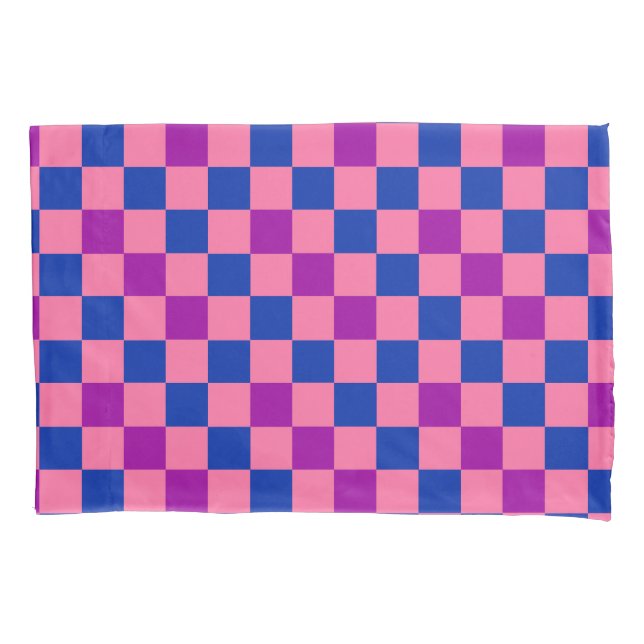 Blue Pink Purple Checkered Pattern Design  (Frente)