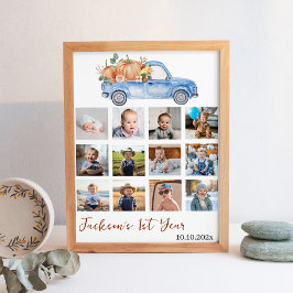 Blue Pumpkin Truck 1rua Ano Foto Milestone Poster