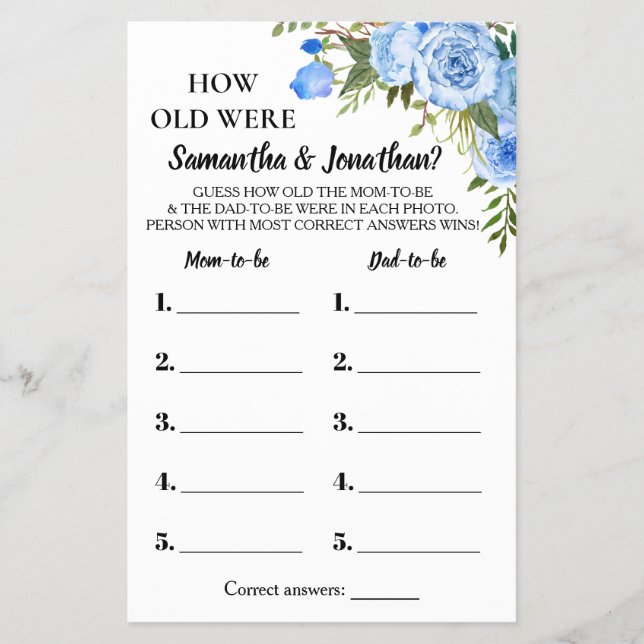 Blue Quantos anos eles tinham o cartão de jogo bil (Frente)