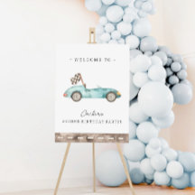 Blue Race Car Birthday - Poster