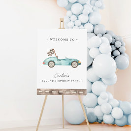 Blue Race Car Birthday - Poster