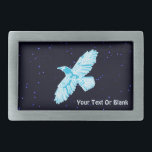 Blue Raven Sobre Estrelas<br><div class="desc">Uma imagem de linha simples,  brilhante,  azul e branca de um Raven (Corvus corax) em uma imagem de fundo estrelada. Adicione seu próprio texto.</div>