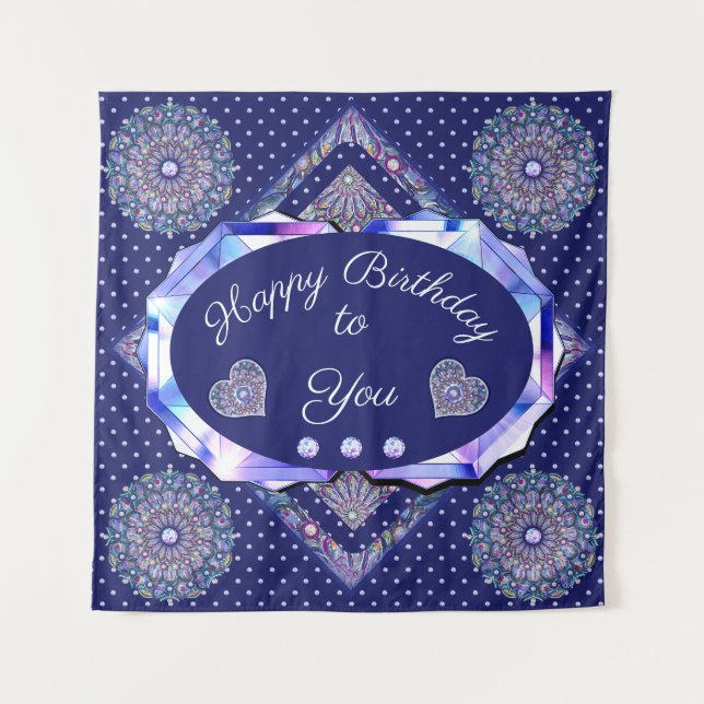 Blue Rosace Tapeçaria (Frente)