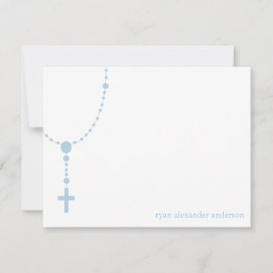 Blue Rosary Baptism Obrigado Notas