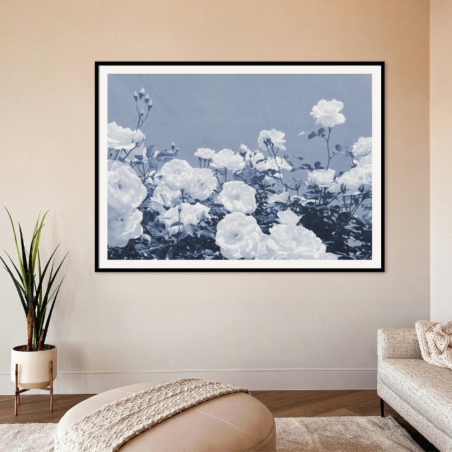 Blue Roses Floral Garden Photo Art Print Poster (Criador carregado)