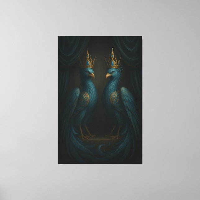 Blue Royal Phoenix Duo · Luxury Canvas Print (Frente)