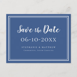 Blue Save The Date Modelo Casamento Simple Modern