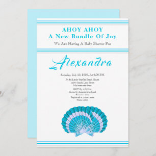 Blue Scallop Shell Ahoy é um Chá de fraldas