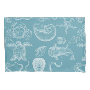 Blue Sea Creatures Vintage Ilustração Moderna