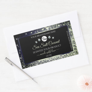 Blue Silver Glitter Etiquetas de produto Ouros de