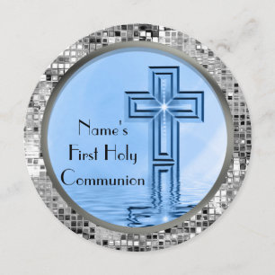 Blue & Silver Sequin 1rua Convite Comunitário