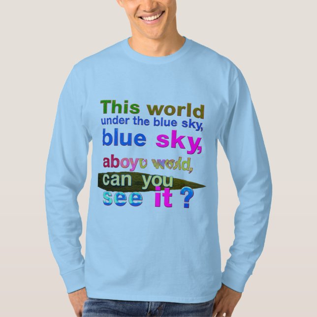 Blue Sky Aboyu World" Camisa Artística Desenhada À (Frente)