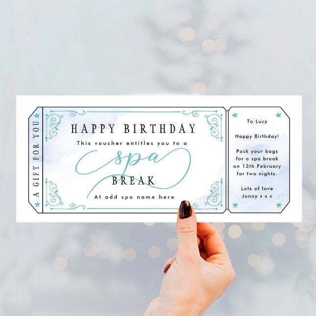 Blue Spa Break Birthday Gift Voucher (Criador carregado)