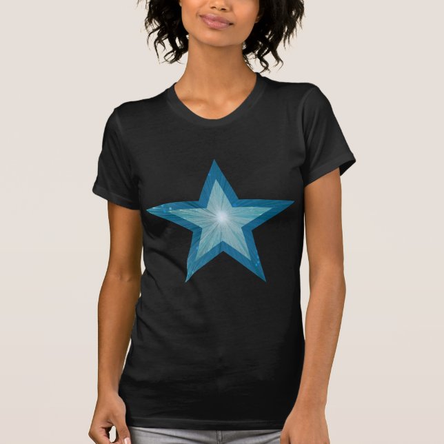 Blue Star 'dois tons' senhoras t-shirt preta (Frente)