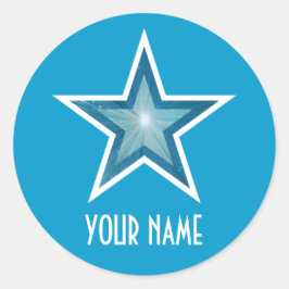 Blue Star 'Name' - etiqueta redonda azul