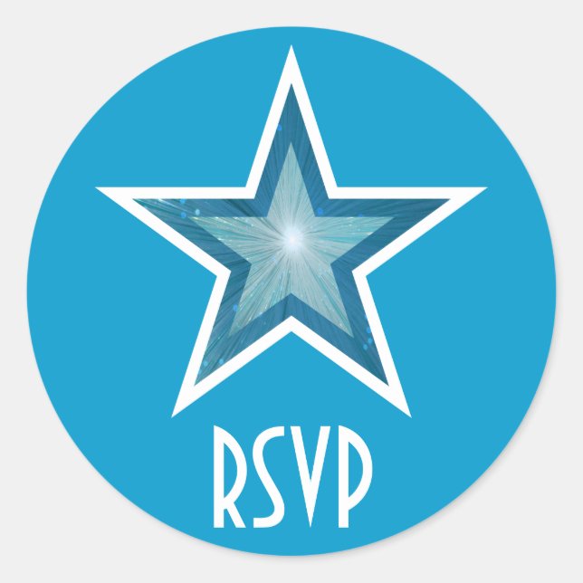 Blue Star RSVP — etiqueta redonda azul (Frente)