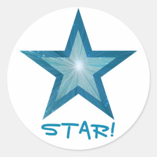 Blue Star 'STAR' branco adesivo redondo