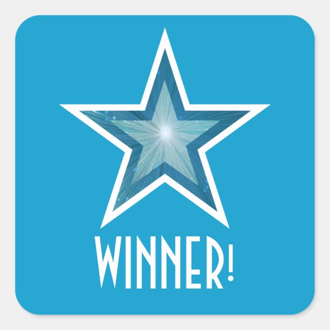Blue Star 'WINNER!' adesivo quadrado azul (Frente)