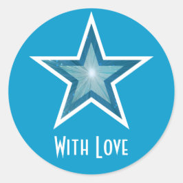 Blue Star 'With Love' - etiqueta redonda azul