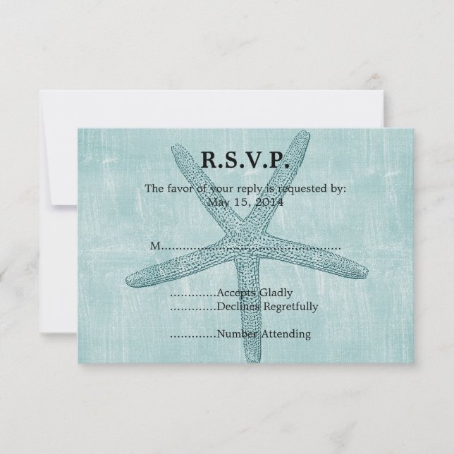Blue Starfish Wedding RSVP (Frente)