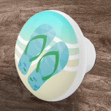Blue Summer Beach Waves Flip Floor Door Knob