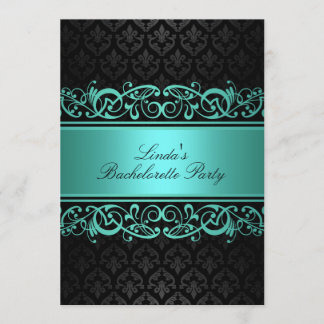 Blue Swirl Damask | Convite de Despedida de Soltei