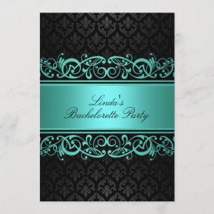 Blue Swirl Damask   Convite de festa de solteira