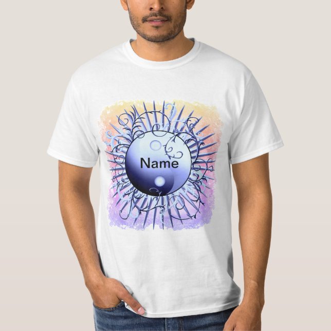 Blue Swirl Yin Yang t-shirt (Frente)