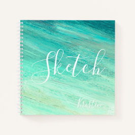 Blue Teal Abstrato pintando seu nome Sketchbook