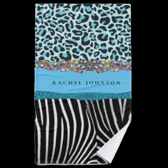 Blue Teal and Black Glam Glitter Best Toalha Set (Criador carregado)