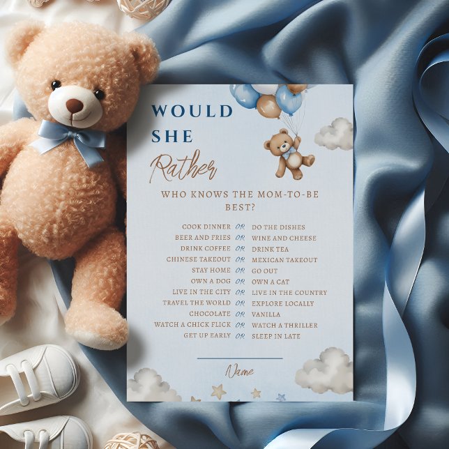 Blue Teddy Bear Balloons Baby Shower Game (Criador carregado)