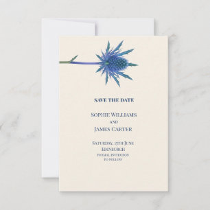 Blue Thistle Convite de Casamento Escocês Save The