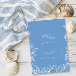 Blue Toile Ocean temed Wedding RSVP