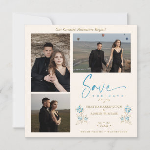Blue Trendy Branches Casamento Data de Salvamento 