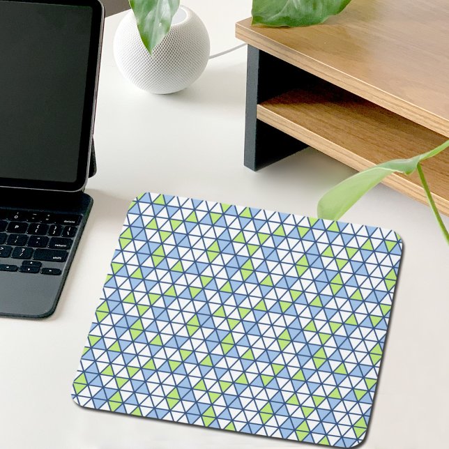 Blue Triangles Pattern Mouse Pad (Criador carregado)