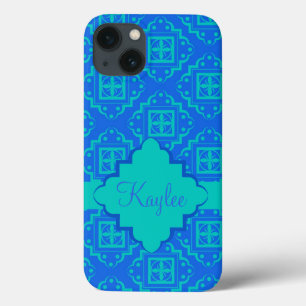 Blue Turquoise Arabesque Marroquino Name Personali