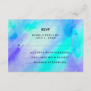 Blue Turquoise Watercolor Olha Bat Mitzvah RSVP