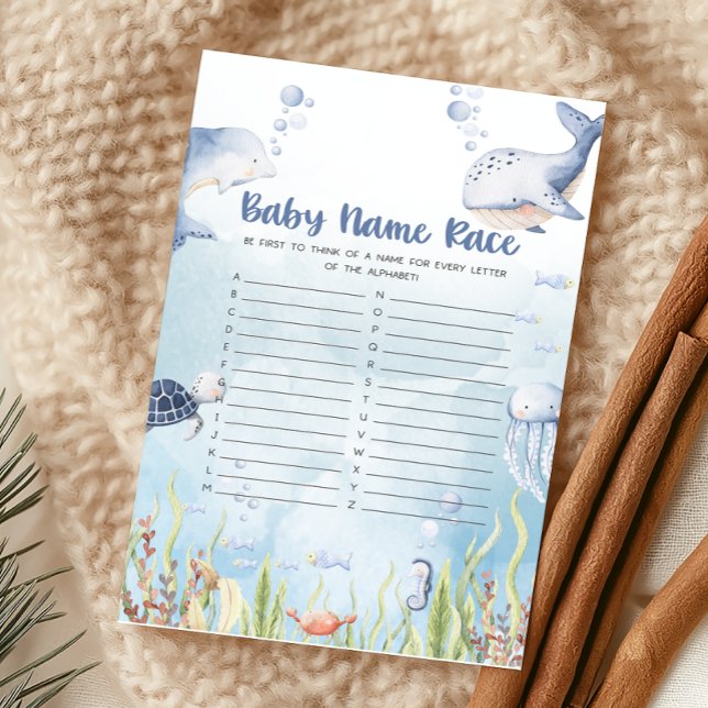 Blue Under the Sea Baby Shower Baby Name Race Game (Under the Sea Baby Shower Game)