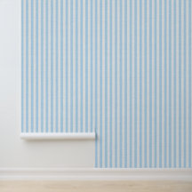 Blue Vertical Stripes Linen Look Coastal
