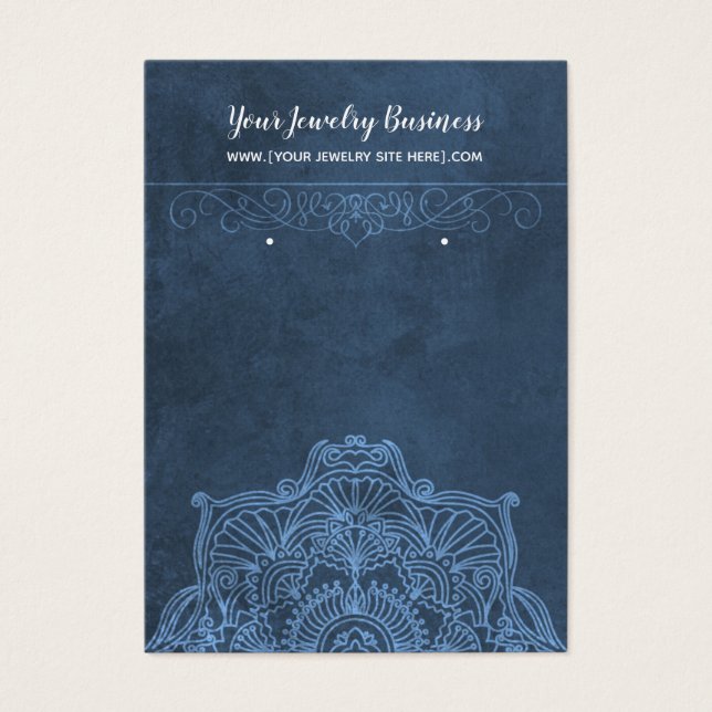 Blue Vintage Mandala Ouvindo Cartões (Frente)