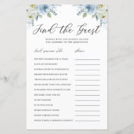 Blue Watercolor Floral Encontre o Jogo do Chá Conv