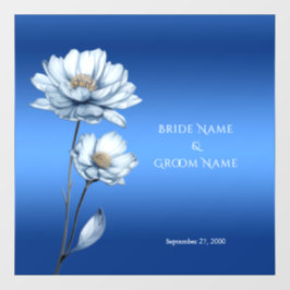 Blue Watercolor Flowers Wedding Floor Decal