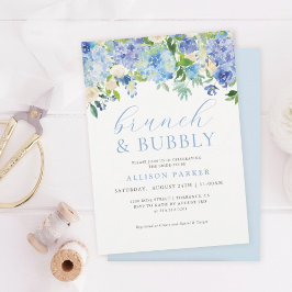 Blue Watercolor Hydrangea Brunch e Cartões Estampa