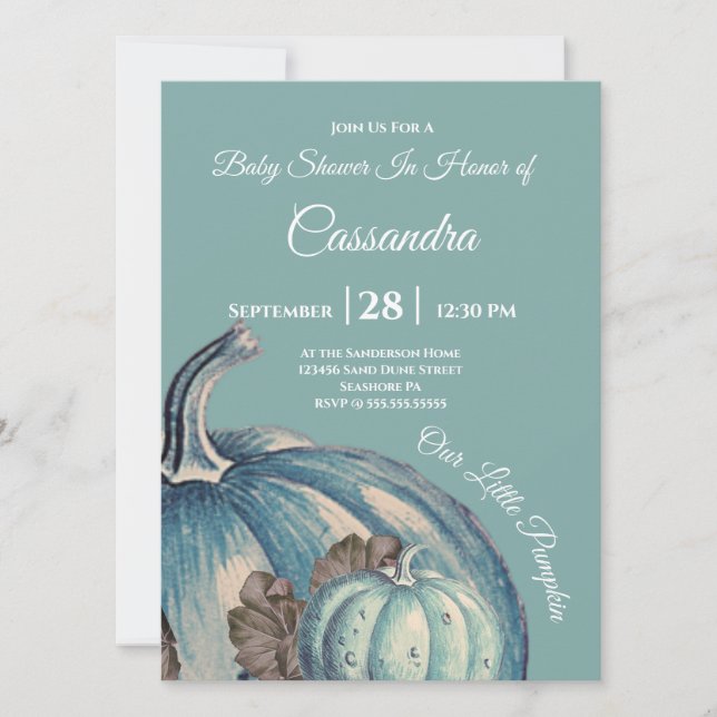 Blue Watercolor Nosso Pequeno Chá de fraldas de Ab (Frente)