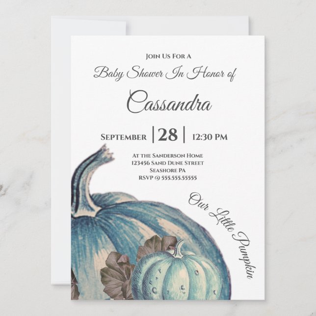 Blue Watercolor Nosso Pequeno Chá de fraldas de Ab (Frente)