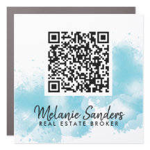 Blue Watercolor REAL ESTATE QR Code Car Magnett