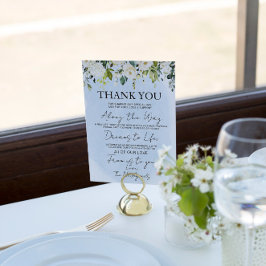 Blue Watercolor White Rose Casamento Obrigado