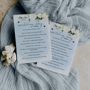 Blue Watercolor White Rose Day Dares