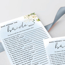 Blue Watercolor White Rose que conhece a noiva